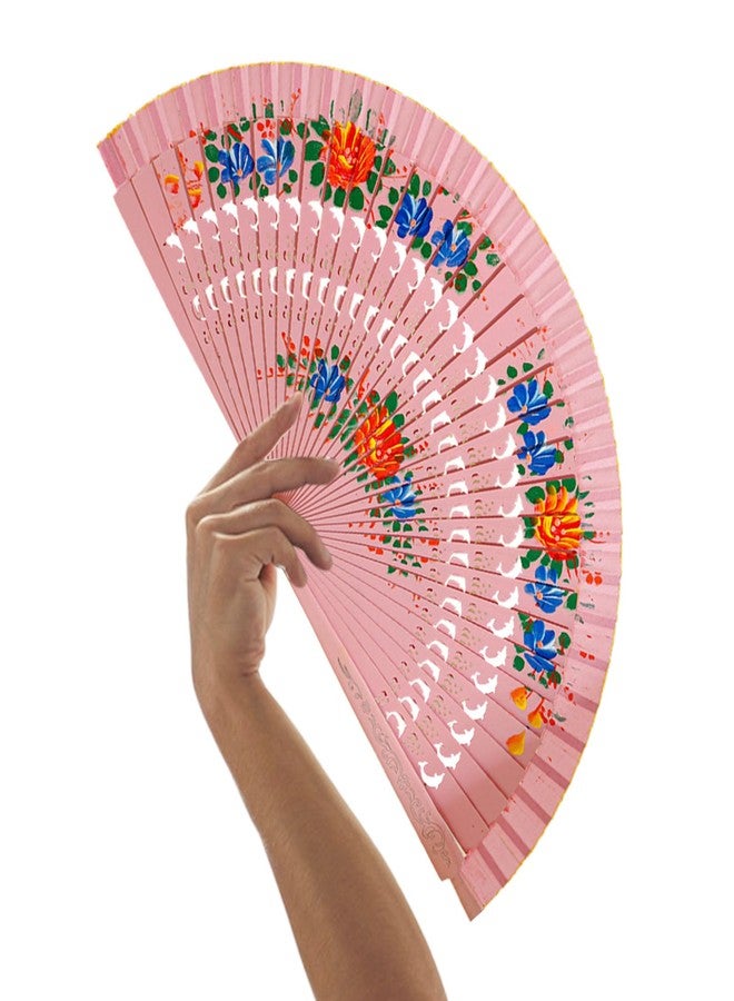 EINCORN Spanish Folding Fan for Women Double-Side Flower Painting Wood Hand Fan for Dance Festival Decoration - Image 3